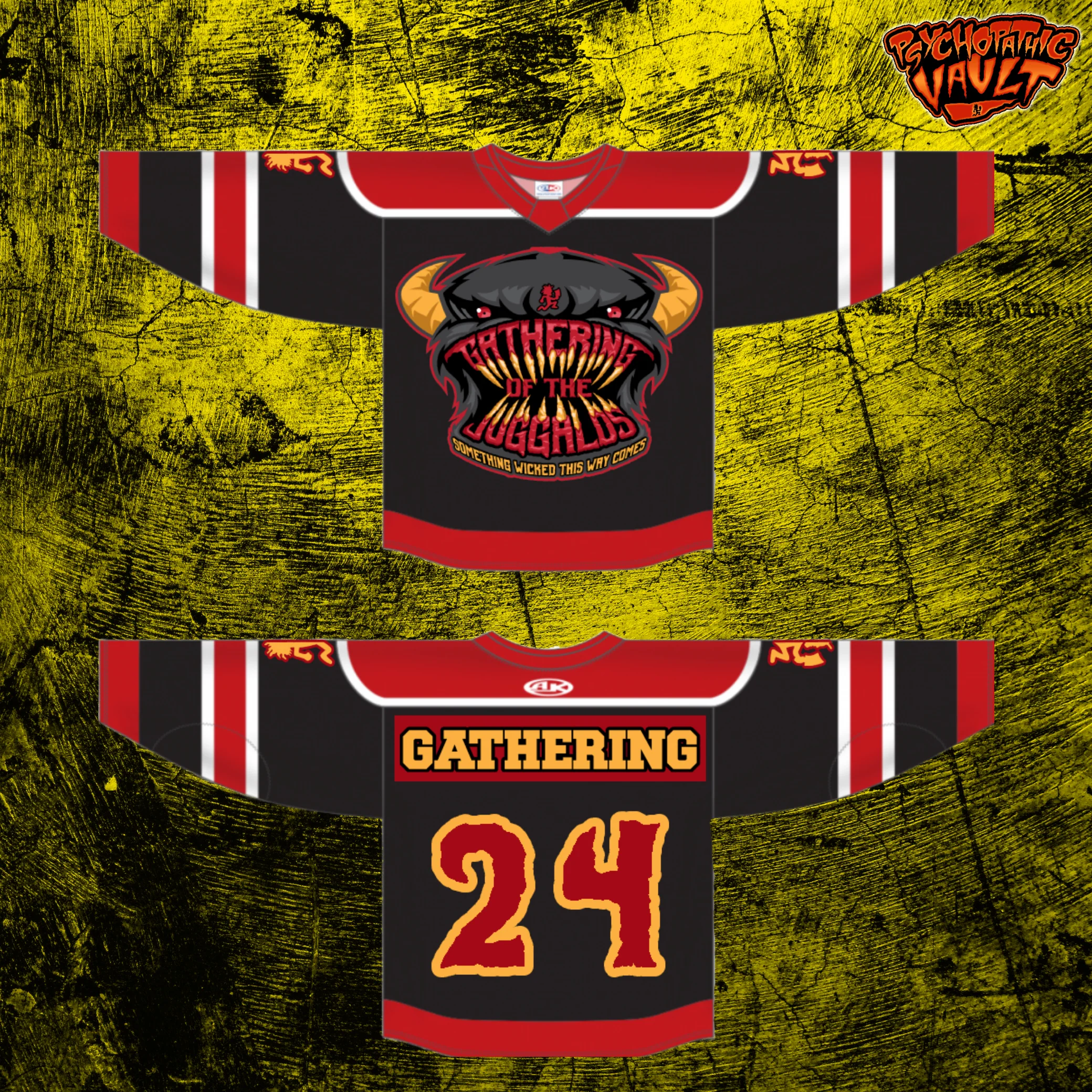 Red & Black Gathering Monster Face Hockey Jersey