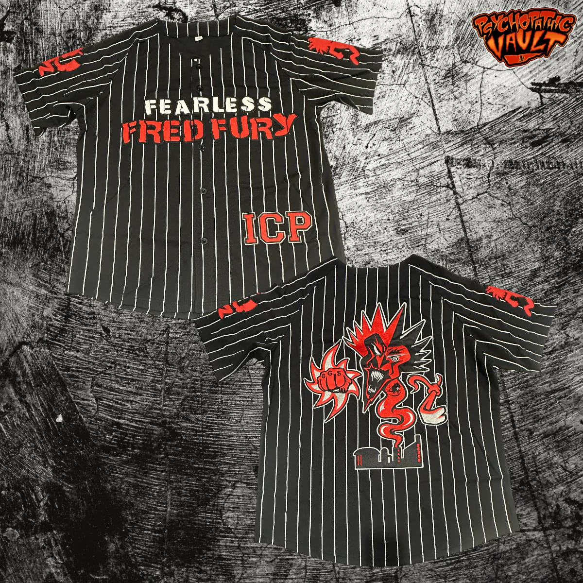 Black Pinstrip Fred Fury Baseball Jersey