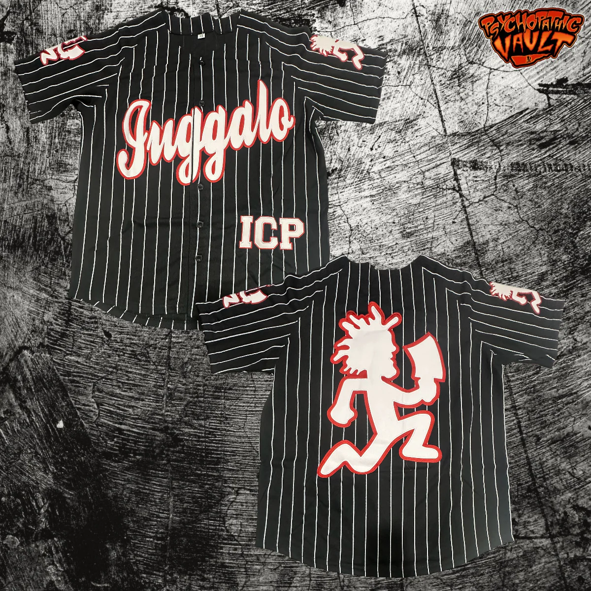 Black Pinstrip Juggalo Baseball Jersey