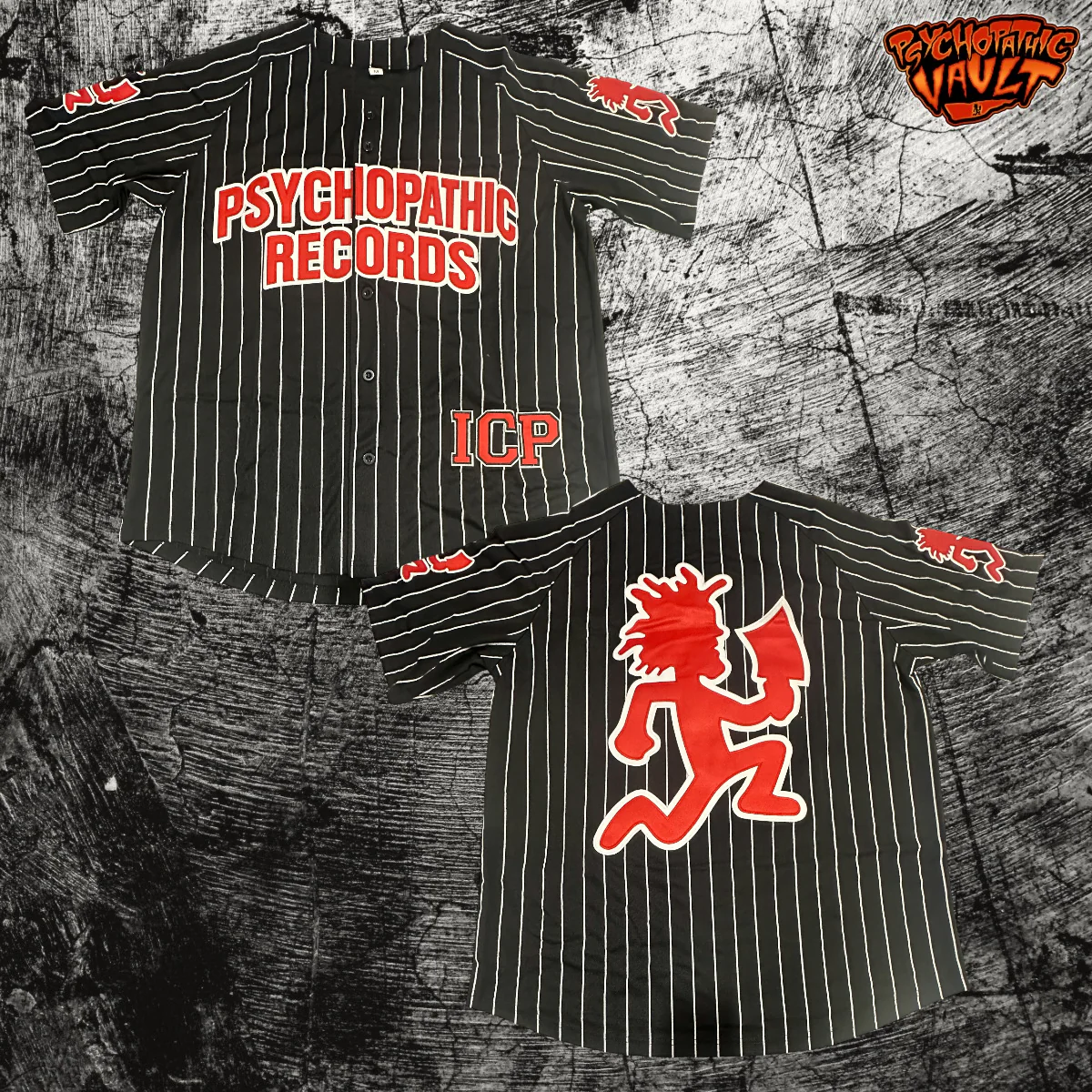Black Pinstrip Psychopathic Records Baseball Jersey