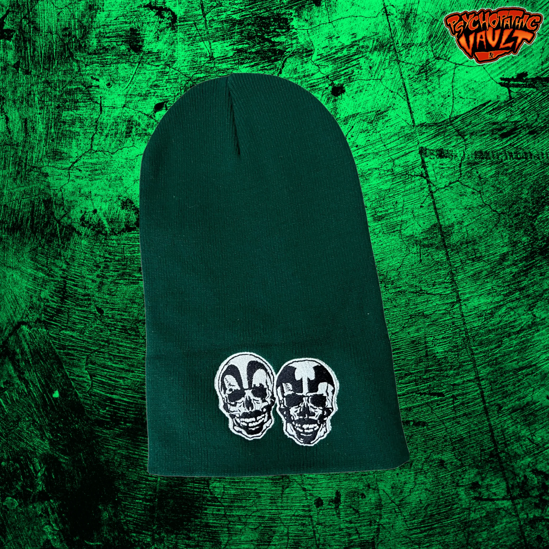 Green ICP Skull Faces Hallowicked 12" Beanie