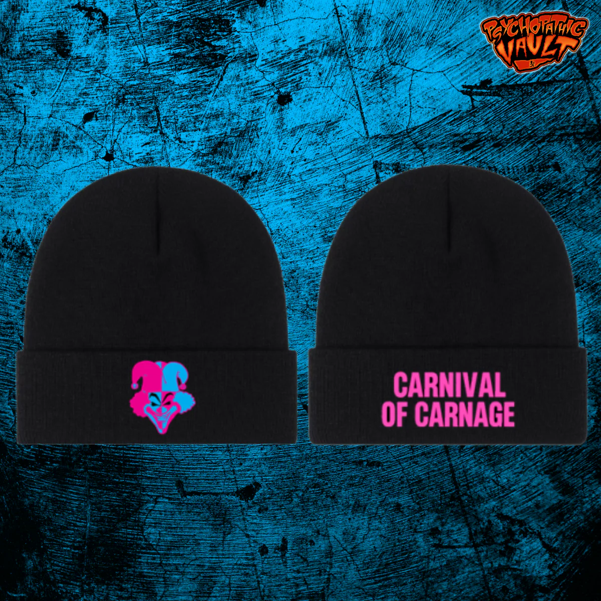 Pink & Blue Carnival of Carnage Folded Beanie