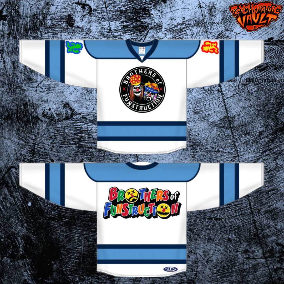 White/Blue Brothers of Funstruction Hockey Jersey
