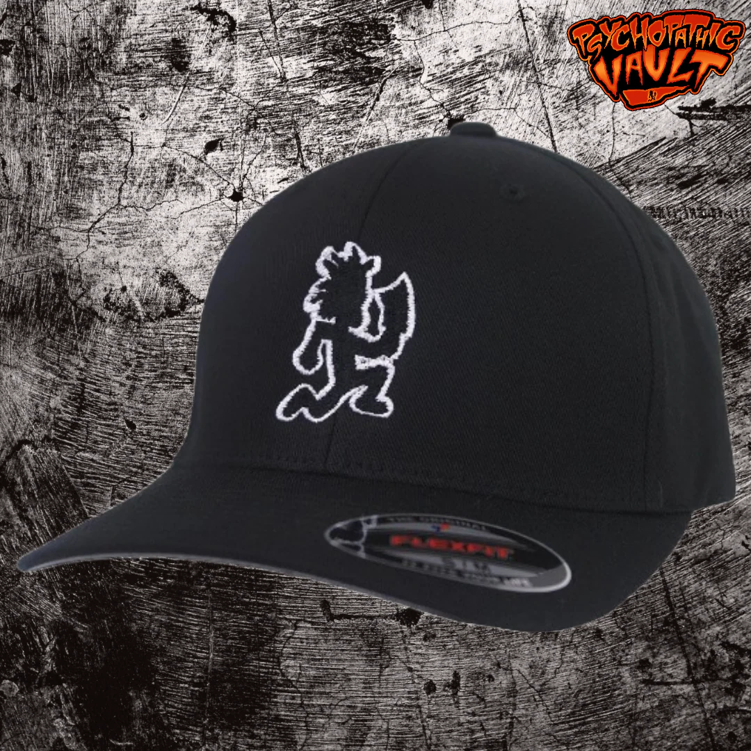 White Outline Hatchetman Flex Fit Baseball Hat